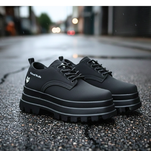 Naked Wolfe Apex Chunky Platform Derby Shoes – Black