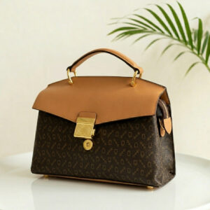  LuxeLock Brown & Tan Leather Satchel