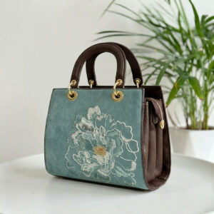 Azure Bloom Leather  Handbag