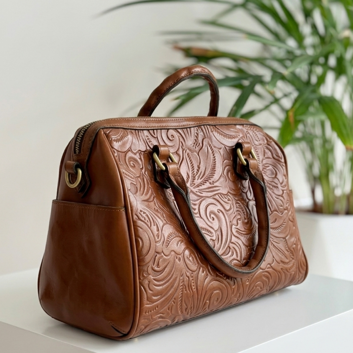 Verona Luxe Tooled Leather Satchel