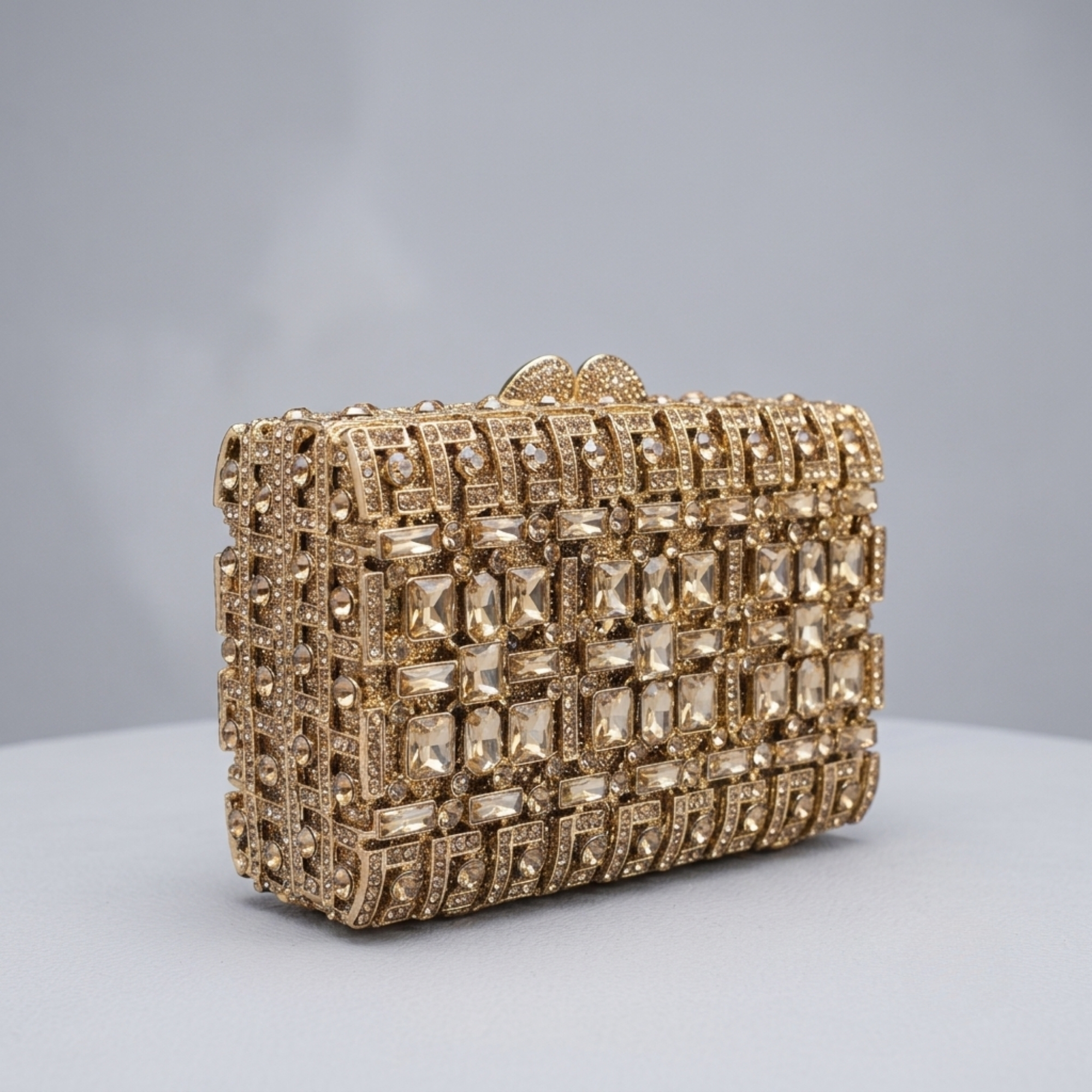 Golden Grid Luxe Clutch